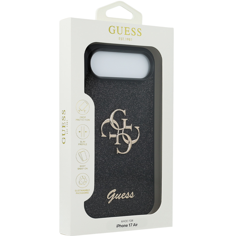 Etui Guess Fixed Glitter Big 4G do iPhone Air, czarno-brokatowe
